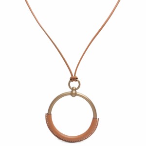 （新品・未使用品）エルメス HERMES ループ グラン ペンダント ネックレス ヴォースイフト レザー ゴールド ブラウン 茶 ブロンズ金具 箱