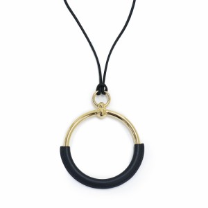 （美品）エルメス HERMES ループ グラン ペンダント ネックレス ヴォースイフト レザー ノワール ブラック 黒 ゴールド金具 箱付