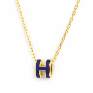 （新品・未使用品）エルメス HERMES ポップアッシュ ミニ ポップ H ペンダント ネックレス ブルーフォンセ ネイビー 紺 ゴールド金具 箱