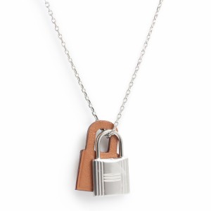 （新品・未使用品）エルメス HERMES オーケリー PM カデナ ネックレス ペンダント ヴォースイフト レザー ゴールド ブラウン 茶 シルバー