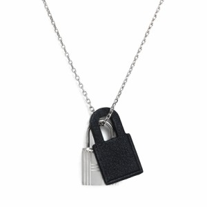 （新品・未使用品）エルメス HERMES オーケリー PM カデナ ペンダント ネックレス ヴォースイフト レザー ノワール ブラック 黒 シルバー