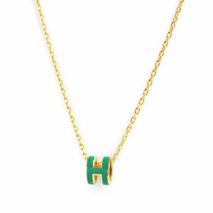 （新品・未使用品）エルメス HERMES ポップアッシュ ミニ ポップ H ペンダント ネックレス マラカイト グリーン 緑 ゴールド金具 箱付