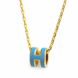 （新品・未使用品）エルメス HERMES ポップアッシュ ミニ ポップ H ペンダント ネックレス ブルージーン 青 ゴールド金具 箱付