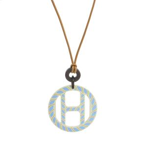 （新品・未使用品）エルメス HERMES Hエキップ ノーティック ペンダント ネックレス バッファローホーン ラッカー リュミエール ブルー 