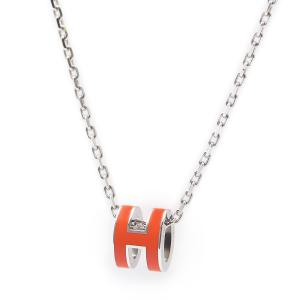 （新品・未使用品）エルメス HERMES ポップアッシュ ミニ ポップ H ペンダント ネックレス オレンジグラフティ シルバー金具