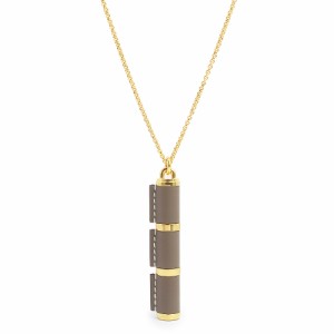 （新品・未使用品）エルメス HERMES シャルニエール GM ロング ネックレス ペンダント ヴォースイフト レザー エトゥープ エトープ グレ