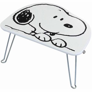 SNOOPY スヌーピー 折りたたみ式 木製ダイカットミニテーブル (フェイス P2) 【日本製 顔型 白 ホワイト 机 SN4803 PEANUTS ピーナッツ 