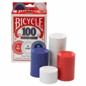 BICYCLE バイスクル ポーカーチップ (白・赤・青・100枚入り) 【プラスチック ゲームチップ USプレイングカード社製】