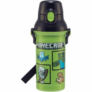 Minecraft マインクラフト 抗菌 食洗機対応 直飲みワンタッチボトル 水筒 480ml PSB5SANAG 【マイクラ 子供用 プラスチック 軽量 ダイレ