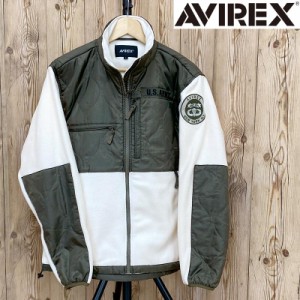 送料無料 AVIREX アビレックス アヴィレックス QUILT COMBI FLEECE JACKET ジップアップ ジャケット M-65 キルトジャケット 6122147 ミリ