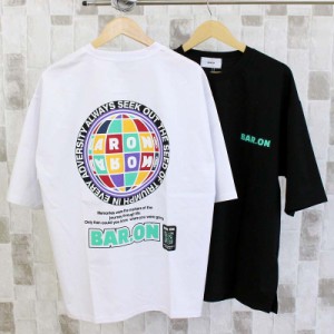 送料無料 BARON バロン サークルロゴ バックプリント クルーネック 半袖Tシャツ ヘビーウェイト コットン ドロップショルダー ビッグプリ