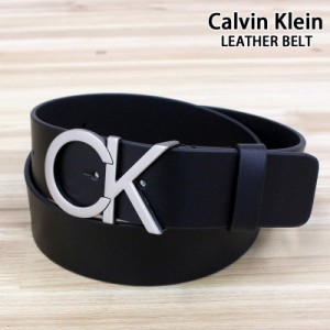 送料無料 Calvin Klein カルバンクライン CK アイコンバックル メンズ リアルレザーベルト CKバックル ブラック 本革 ギフト プレゼント 