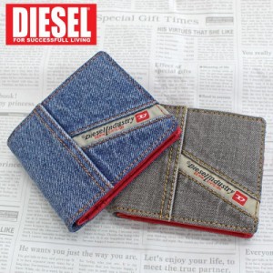 送料無料 DIESEL ディーゼル 財布 2つ折り ウォレット コットン 無地 ロゴ ワンポイント シンプル ストーンウォッシュ DAVYS HIRESH S 男