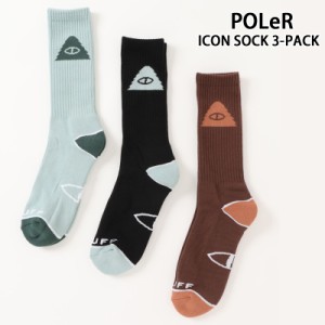 送料無料 POLeR ポーラー アイコンソックス 靴下 ３点パック ICON SOCK 3-PACK メンズ ブランド ゆうパケ