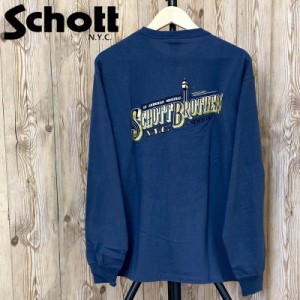 送料無料 Schott ショット BARBER EMB バーバーロゴ 刺繍ロングスリーブTシャツ トップス 長袖Tシャツ ロンT 782-3230013 ゆうパケ