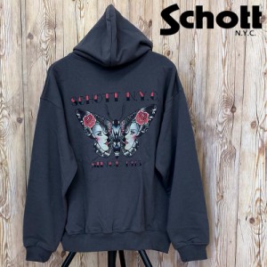 送料無料 Schott ショット HOODED SWEAT N.Y. バタフライ刺繍プルパーカー スウェット 裏毛 782-3231004 メンズ ブランド トップイズム