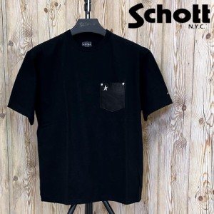 送料無料 Schott ショット ONE STAR LEATHER POCKET 半袖Tシャツ ワンスター レザーポケット ポケットTシャツ 星 スター クルーネック ト