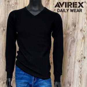 AVIREX アビレックス サーマル Vネック 無地 ロングTシャツ 長袖 トップス 長袖カットソー デイリーウェア ゆうパケ