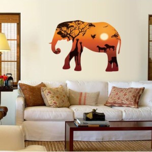 ウォールステッカー 壁シール ゾウ 象 アニマル 動物 アフリカ ウォールシール インテリア 模様替え DIY 傷隠し 室内装飾