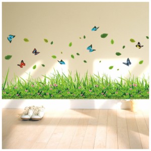 ウォールステッカー ウォールシール 壁シール 壁紙シール 壁面装飾 壁装飾 室内装飾 バタフライ 蝶々 ちょうちょ 草 