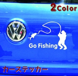 カーステッカー デカール 車用ステッカー ボディステッカー 釣り フィッシング Go Fishing 英語 全車ステッカー カッ