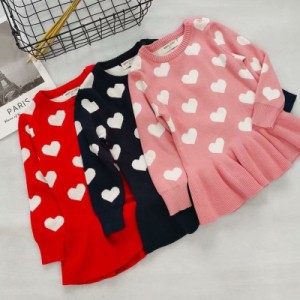 キッズチュニックワンピース チュニックワンピース ニット 子供服 キッズ服 女の子用 ワンピース チュニック トップス 長袖 ラ