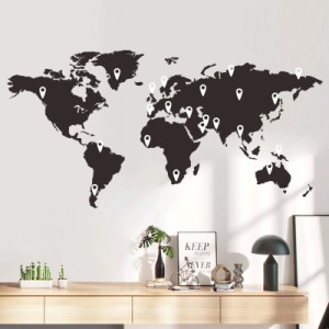 ウォールステッカー ウォールシール 世界地図 モノトーン 壁シール 壁紙シール 壁面装飾 壁装飾 室内装飾 インテリア