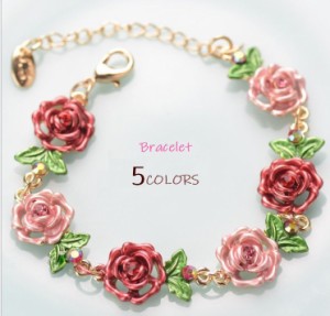 ブレスレット 腕輪 女性 大人 ファッション小物 バラ 花 雑貨 飾り オシャレ 可愛い 贈り物 プレゼント バラ フラワー
