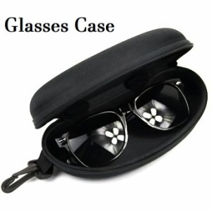 メガネケース ファスナー式 フック付き サングラスケース メガネ入れ 持ち運び便利 眼鏡小物 無地 シンプル 黒 ジッパー 収納