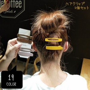 ヘアクリップ 2個セット レディース 女性 ヘアアクセサリー ファッション雑貨 小物 くちばしクリップ 楕円形 ライン 長方形 