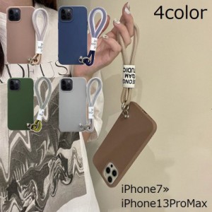 iPhoneケース スマホケース スマホカバー ストラップ付 耐衝撃 落下防止 TPU ソフト 背面保護 傷防止 シンプル 無地