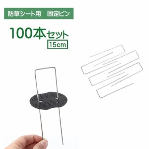 被覆資材押さえ具 固定ピン 100本セット ピンのみ 防草シート用 コ型 15cm U型ピン 雑草防止 除草シート 芝生 庭 人