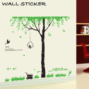 ウォールステッカー 壁ステッカー 壁紙シール シール式 木 ツリー 鳥 リーフ 葉 英字 ルームデコレーション ウォールデコレー