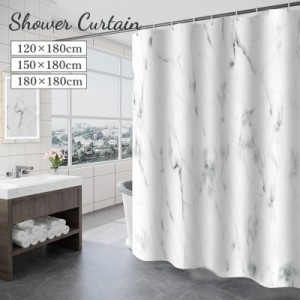 シャワーカーテン バスカーテン カーテンリング付き 高さ180cm バス用品 ユニットバス 浴室 バスルーム  大理石調 お風呂