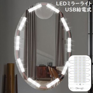 LEDミラーライト メイクアップライト 女優ライト 化粧ライト 10パック30個LED電球 USB給電 高輝度 化粧鏡 配線調整