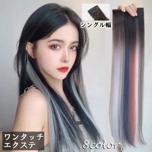 ワンタッチエクステ 部分ウィッグ グラデーションカラー つけ毛 ポイントウィッグ メッシュ ストレート ロング ヘアアレンジ エ