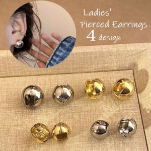 ピアス ボールピアス レディース アクセサリーフープピアス 中折れタイプ ボール おしゃれ かわいい 上品 シンプル ゴールドカ