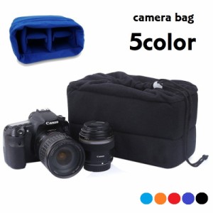 カメラバッグ インナーバッグ 巾着 バッグインバッグ 男女兼用 クッション性 仕切り付き 一眼レフ収納 カメラ収納 カメラ保護 