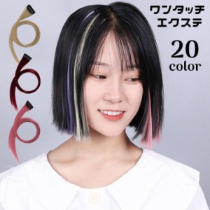 エクステ カラーエクステンション ワンタッチ つけ毛 ストレート ロング ヘアアレンジ  ワンポイント 装着簡単 レディース 女