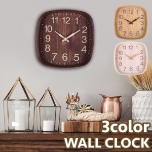 壁掛け時計 掛け時計 ウォールクロック 四角 スクエア 電池式 木目調 おしゃれ シンプル リビング 寝室 書斎 壁掛け 時計 