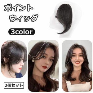 ポイントウィッグ 2個セット 前髪 部分 つけ毛 エクステンション ヘアアレンジ 自然 ナチュラル 小顔 ワンタッチ エクステ 