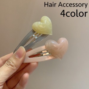 パッチン留め ヘアピン ヘアアクセサリー レディース 女性?ハート マーブル柄 髪飾り 髪留め かわいい おしゃれ シンプル ガ