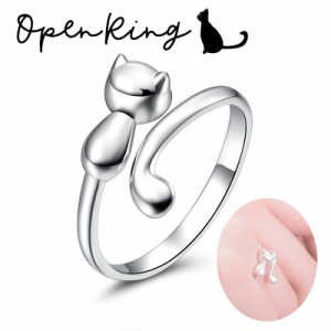 指輪 リング レディース 女性 アクセサリー オープンリング ねこ 猫 ネコ かわいい キュート お洒落 ギフト プレゼント 調