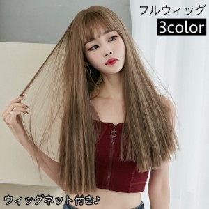 フルウィッグ 全頭かつら ロング ネット付き レディース 女性 前髪あり ロングヘアー ストレート ナチュラル イメージチェンジ