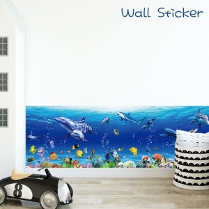ウォールステッカー ウォールシール 壁用ステッカー 壁紙シール インテリア雑貨 海 イルカ 熱帯魚 魚 サンゴ サメ クラゲ み
