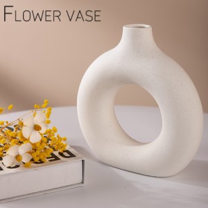 花瓶 花器 フラワーベース フラワーポット 円形 リング 卓上 観葉植物 屋内 部屋 装飾 インテリア 単色 モノトーン シンプ