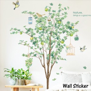ウォールステッカー ウォールシール 壁用ステッカー 壁紙シール ツリー 木 グリーン 植物 鳥かご バード おしゃれ ナチュラル