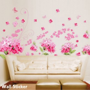 ウォールステッカー ウォールシール 壁用ステッカー 壁紙シール インテリア雑貨 フラワー 花 蝶々 ちょうちょ 葉 リーフ 華や