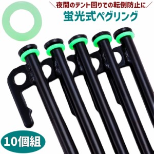 ペグリング 10個セット 蓄光 発光 蛍光 キャンプ用品 アウトドア 光る 目印 転倒防止 テント タープ