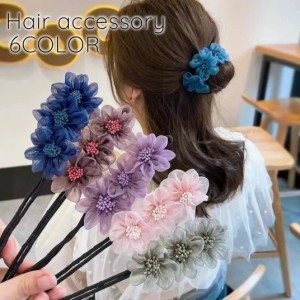 お団子メーカー シニヨンワイヤー レディース ヘアアクセサリー 髪飾り 花 フラワー ヘアアレンジ くるくる巻くだけ簡単 可愛い